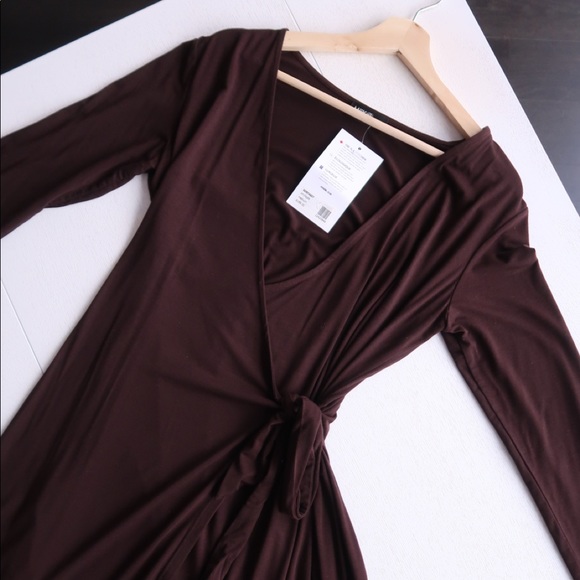 SOLD Miik Sonya Wrap Dress Brown - Picture 2 of 4